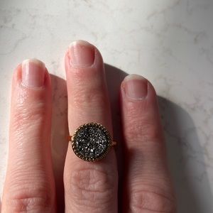 Gold and Silver Glitter Ring, Size 6